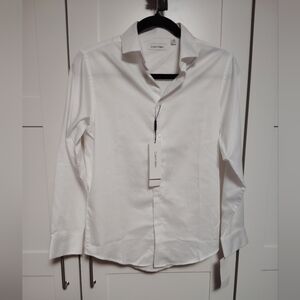 Calvin Klein White Cotton, Long Sleeve, Button Up Shirt NWT